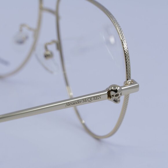 Alexander McQueen AM0260O 001 Eyeglasses Gold 61mm Aviator Frame - Picture 9 of 10